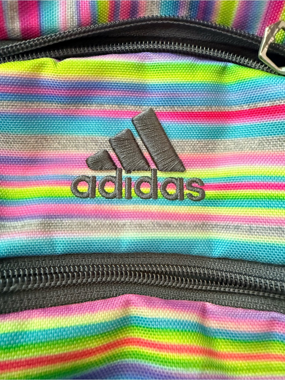 Adidas Multicolor Striped Backpack Gray Bookbag School Travel Laptop Gym 22” - Picture 4 of 10
